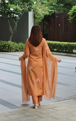 Image of GoSriKi Women Viscose Printed Straight Kurta Set with Pant and Dupatta | Ladies Ethnic Kurta Suit | Indian Regular Fit Long Kurti Set