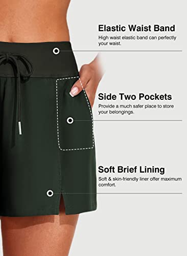 Aleumdr Women's 3" Drawstring Board Shorts Sports Summer Bottom Active Swim And Workout Boardshort Green Medium #TOP3
