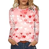 Camisas de San Valentín para Mujer y Manga Larga, Camisa de moda con estampado de amor de San Valentín para mujer 2024, Vino, 3XL