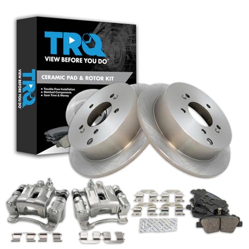 Image of TRQ Rear Brake Pad and Rotor Set Ceramic Rotors Calipers | For 2016 Kia Sportage with Manual Parking Brake