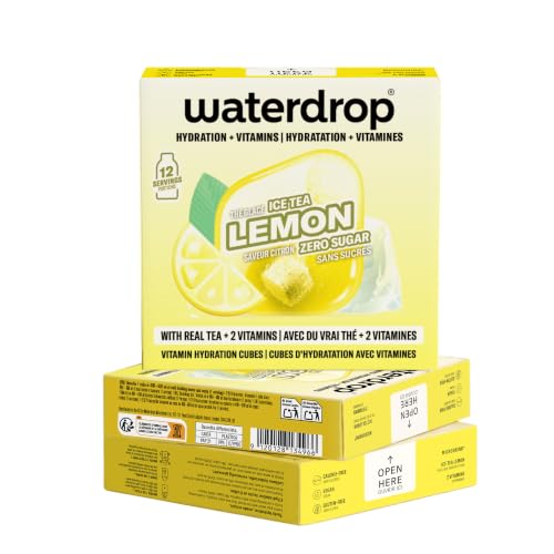 waterdrop® Tè Freddo Zero, LIMONE, 36 cubetti per acqua Microdrink, insaporitore acqua, Tisane a freddo senza zucchero Con Vitamina C & B3, Bevanda Analcolica, The Verde, Ice Tea