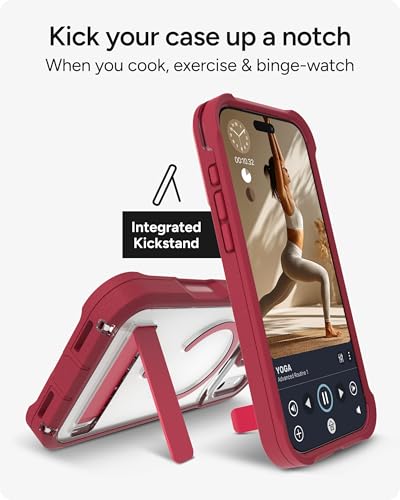 Image of ZAGG Rainier Case with Kickstand for iPhone 17 Pro Max - Red Black Cherry, Graphene 22ft (7m) Drop Protection, Lanyard Attach Points, MagSafe, Wireless Charging Compatible, Phone Case