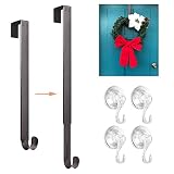 VIS'V Wreath Hanger, 15-24 Inch Adjustable Metal Wreath Hanger Front Door 20 LB Heavy Duty Over Door
