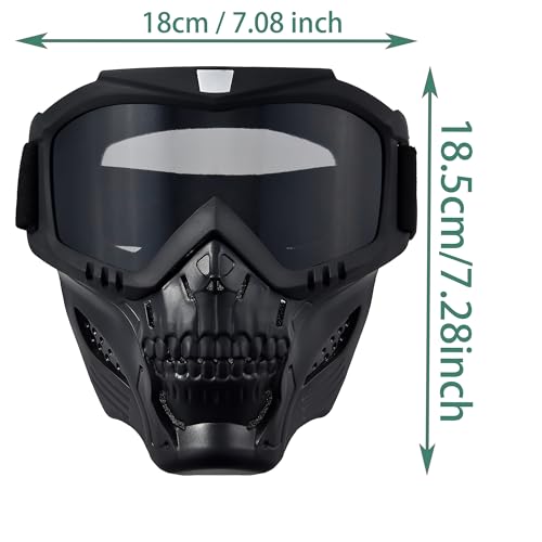Motorcycle Tactical Goggles with Removable Full Face Mask - Dirt Bike ATV Motocross Airsoft Paint Blaster Ski Riding Anti-UV Shield Protection Goggles,Paintball mask