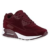 stiefelparadies Damen Herren Unisex Sport Runners Sneakers Lauf Trendfarben Schuhe 142833 Dunkelrot Brooklyn 38 Flandell