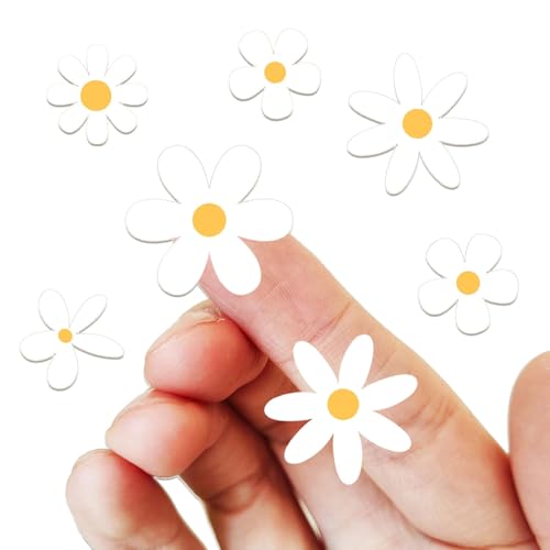 48 Pack Cute Daisy Stickers, Small Flower Daisy Vinyl Decals for Water Bottles, Phones & Laptops, Mini Spring Waterproof Floral Stickers, 1” & 1.5”