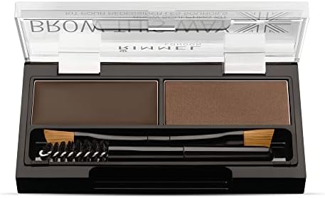 Rimmel London Brow This Way Eyebrow Powder Sculpting Kit, Groomed Finish and Ultimate Precision with Duo Compact Formula, Dark Brown