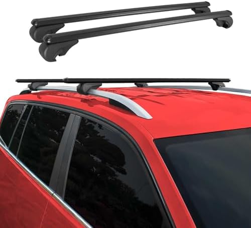 OMAC Roof Rack Cross Bars for Mini Cooper Countryman F60 2017-2024 Lockable 165Lbs Aluminium Black 2Pcs fits Cargo Carriers Kayak Canoe Bike Snowboard