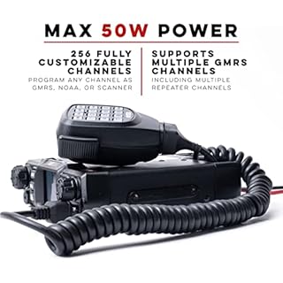 BTECH GMRS-50V2 50W 256 Fully Customizable Channels Mobile GMRS Two-Way Radio. Repeater Compatible, Dual Band Scanning (VHF/UHF), FM, & NOAA Weather Broadcast Receiver