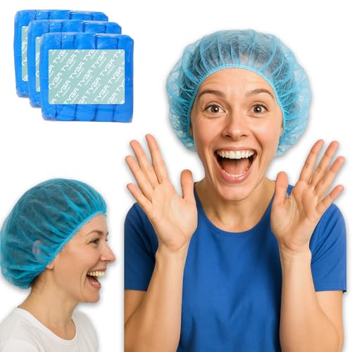 Image of TYGA Disposable Mob Caps Hair Nets, 52 cm stretchable, Blue, Pack of 300