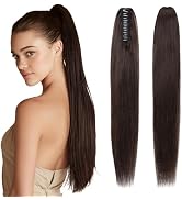 SEGOHAIR Human Hair Claw Clip Ponytail Extension 100% Real Human Hair Clip-In Extensions for Wome...