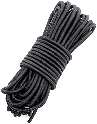 Fantasyon 4mm Black Elastic Cord 10 Meter 4mm Elastic String Bungee Cord Round Stretchy Cord Bungee Rope Multifunctional Drawstring Elastic for Backpack Tent Poles DIY Craft Projects Camping