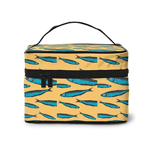 化粧ポーチ メイクボックス Fishes Pattern コスメボックス 化粧バッグ 大容量収納ケース トラベルバッグ 小物入れ 収納ボックス 洗面用具入れ 出張 旅行 家用 收納 ファスナー