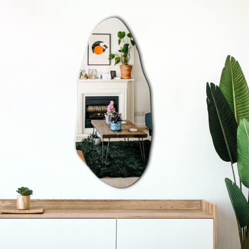 Irregular Mirror For Wall,Bathroom Mirrors For Vanity Entryway Living Room,Asymmetrical Body Mirror Frameless Mirror(32''X15'') #TOP2