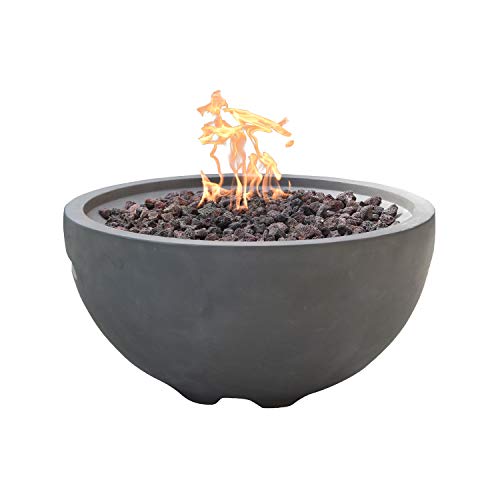 MODENO Outdoor Fire Pit Natural Gas Garden Fire Bowl, 40,000 BTU CSA Certified Firepit，Auto-Ignition System, Lava Rock&PVC Cover Included (26 x 26 x 14'', Grey)