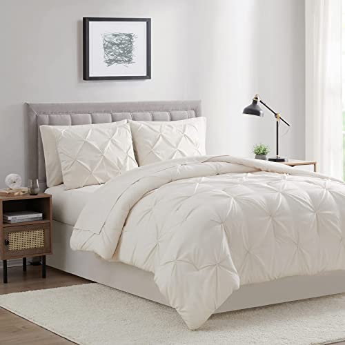 Bourina Comforter Sets 8 Pieces - Pleat Quilted Soft Warm Oversized Microfiber Comforter Set,Ivory Full(82X86Inch) #TOP25