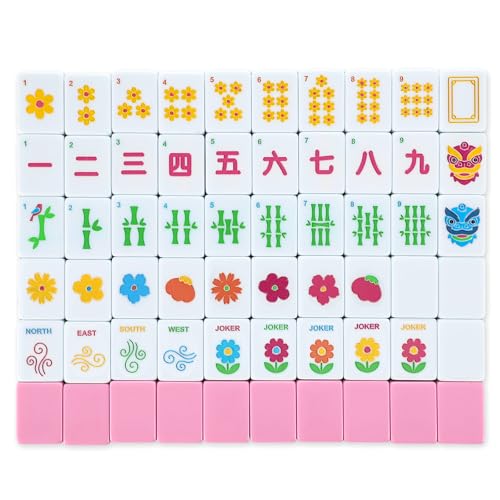 Arrowbash 160 Pcs American Mahjong Only, 1.2 Inches Pink Back Melamine Mahjong Tiles, Hand Carved Pattern for Mah Jong Social Games, Beginners, Mah Jong Lovers (Art Embossed)