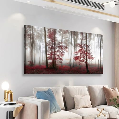 Misty Forest Pictures Canvas Wall Art for Living room Office