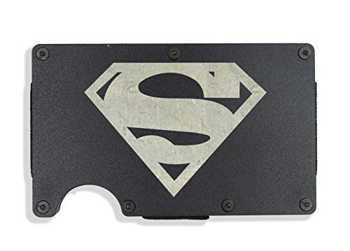 My Hero Engraved Metal RFID Blocking Tactical Minimalist Wallet w/Money Clip (Black)