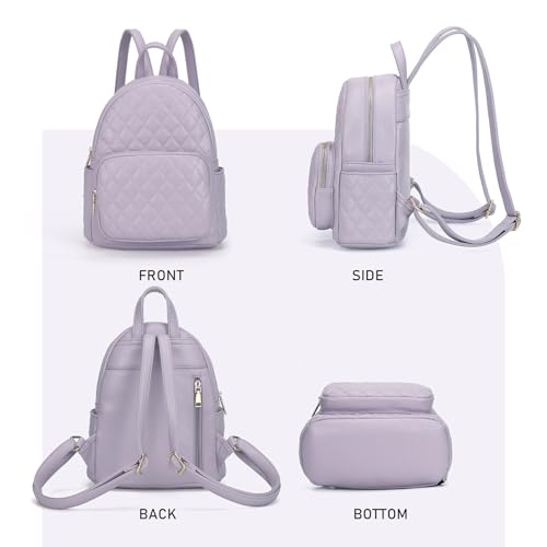 Image of Quilted Small Backpack for Women PU Leather Casual Handbag Daypack Purse | Stylish Quilted Design, water-resistant premium PU leather, matches all daily outfits, lightweight for everyday carry