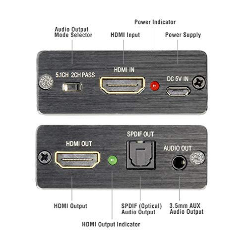 Roofull 4K Hdmi To Hdmi And Audio (3.5Mm Stereo Or Spdif Optical) Extractor Splitter Converter Support Apple Tv, Fire Tv, Blu-Ray Players #TOP1