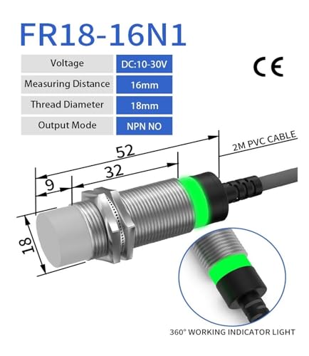 Sensor inductivo M18 NPN NO soluciona fallos de lectura en maquinaria con 16mm 3