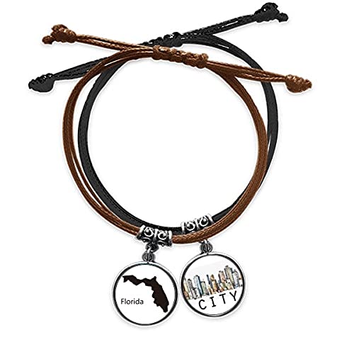 Bracelet corde avec carte de l'Amérique pour un style décontracté chic