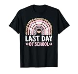 Happy Last Day Of School Cute Rainbow Women Girls Kids T-Shirt