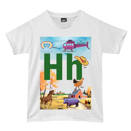 Image of RISH Alphabet - H - T Shirt for Boys and Girls | Birthday Educational Phonic Tees for Toddler Kids Outfit