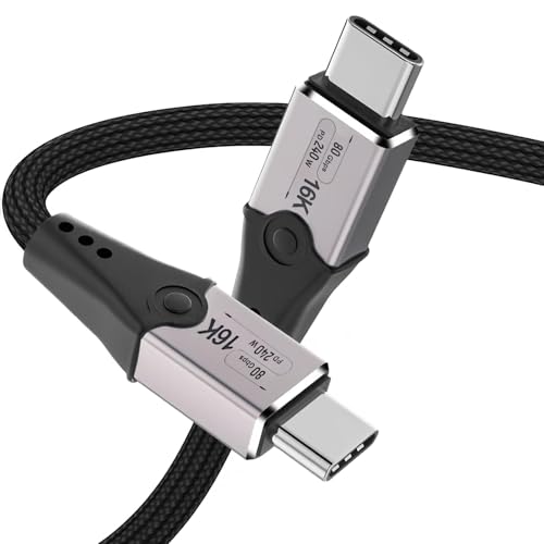 Leehitech 0.5M 80Gbps Thunderbolt 5 Cable, 240W Fast Charging USB C to USB C Cable, Support 120Gbps Bandwidth Boost and 16K Display for iPhone 16/15 Series, Thunderbolt 4/3, USB4/3, Type C Devices