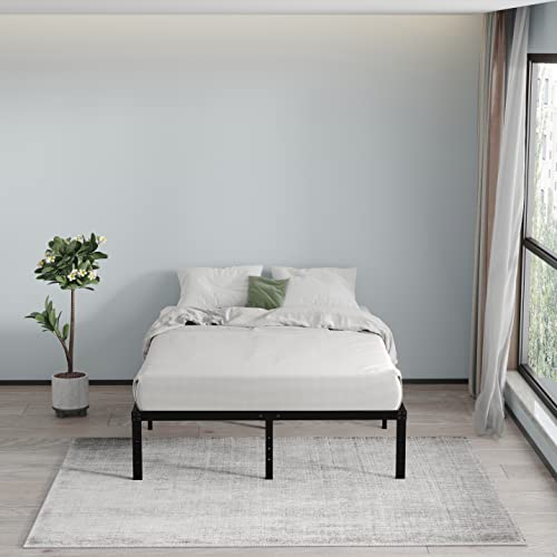 Emoda 16 Inch Platform King Bed Frame No Box Spring Needed, Heavy Duty Metal Mattress Foundation With Sturdy Steel Slats Support, Noise Free, Easy Assembly, Black #TOP4