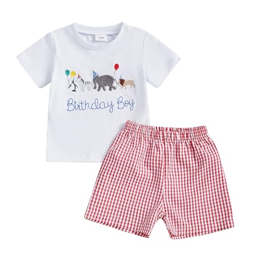 Toddler Baby Boy Birthday Outfit Short Sleeve Party Animal Shirt Shorts Infant Summer Clothes