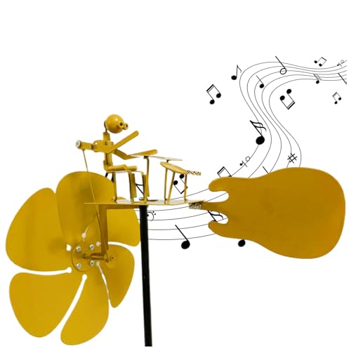 Handmade Metal Rock Band Windmill Drummer Wind Spinner Unique Drummer Statue Gift for Music Lovers Garden Decor for Outside Windmill for Yard and Garden