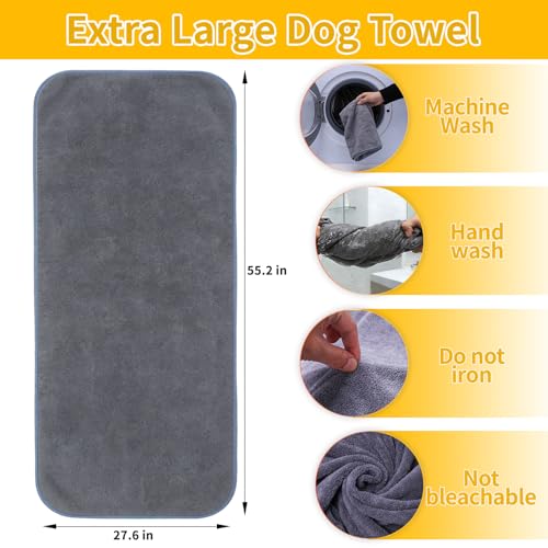 Image of 4PCS Dog washing kit,Dog Bath Brush | Dog Washing Gloves | Microfiber Large dog towel 56'' X 28'',Very suitable for bathing, swimming, outdoor activities, and camping for large and medium-sized dogs.