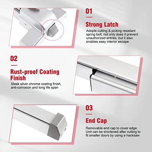 Partol Door Push Bar Panic Exit Device Stainless Steel Commercial Emergency Exit Bar Handle Door Hardware Exit Device Suitable For Wood Metal Door #TOP1