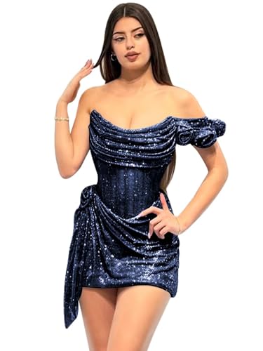 Rvzcn Navy Blue Off-Shoulder Homecoming Dress Size 16