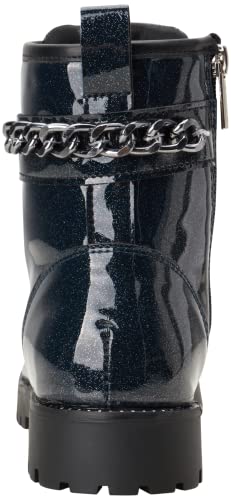 Vince Camuto Girls' Boots - Patent Sparkle Combat Boots - Moto Chain Biker Boots For Girls: Easy Zip (Little Kid/Big Kid), Size 3, Patent Navy Sparkle #TOP2