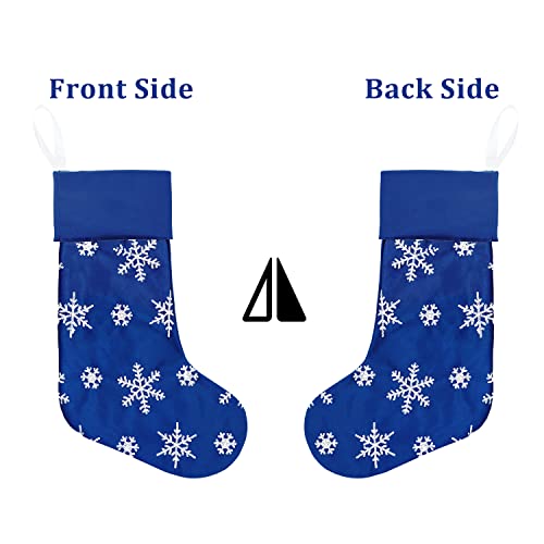 Bunny Chorus Christmas Stockings, 4 Pcs 18 Inches Blue Mercerized Velvet With Silver Sequin Snowflake For Family Holiday Xmas Party Decorations #TOP3