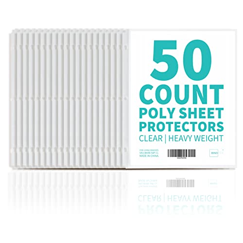 Binditek 50 Pack Sheet Protectors, Heavyduty Clear Page Protectors For 3 Ring Binder, Holds 8.5 X 11" Sheets,Top Loading Paper Protector,Letter Size,Reinforced Holes, Acid-Free #TOP21