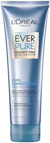 L'Oreal Paris Sulfate Free Conditioner for Curly Hair, Lightweight, Anti-Frizz Hair Care with Coconut Oil, EverPure, 8.5 Fl Oz (Packaging May Vary)