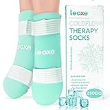 LEOXE Ankle Foot Ice Pack Wrap, Reusable Cold Therapy Gel Socks for Injuries, Foot Sprained, Swelling, Toe Pain, Foot Edema, Plantar Fasciitis, Achilles Tendonitis Pain Relief & Surgery Recovery