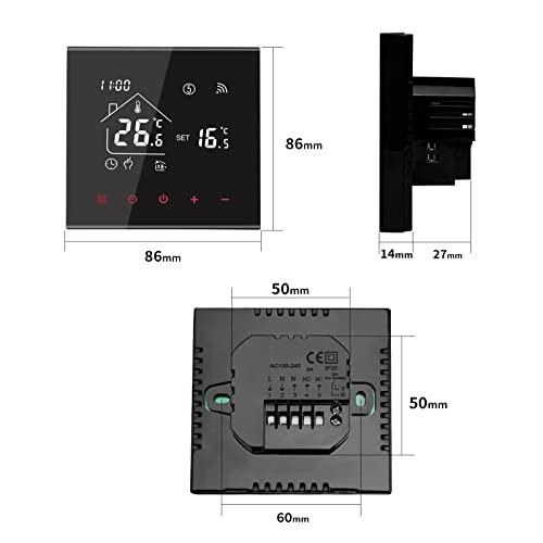 Mincohome Smart Thermostat Save Energy 16A Underfloor Heating Temperature Controller Wifi Voice App Connect Compatible Amazon Alexa, Google Assistant (Black For Electric Heating) #TOP2