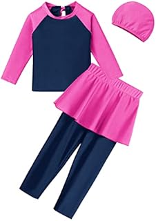 Girls Muslim Swimwear Modest Islamic Hijab Burkini Rashguard Swimsuit Two Pieces Tankinis UV Sun Protection Top + Pants Bathing Suit UV Sunsafe Beachwear Pakistan Dubai Middle East Surfing Outfit