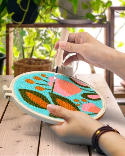 Image of TINDTOP Punch Needle Kits, Tulip Punch Embroidery Kits for Adults