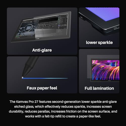 HUION KAMVAS Pro 27 4K UHD Drawing Tablet with Screen, PenTech 4.0 16384 Pen Pressure, Anti-Glare Canvas Glass 2.0 Full Laminated Graphics Tablet, 98% Adobe RGB Multi-Touch Screen for Artist - Image 3