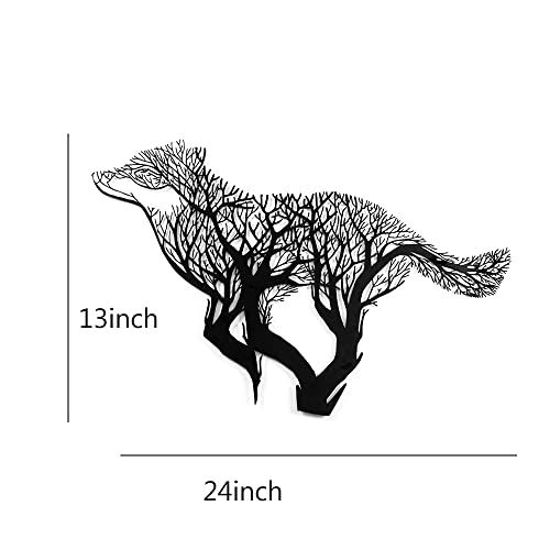 Annoomm Metal 24Inch Running Wolf Wall Decor, Wall Mount Metal Wall Wolf Sculpture, Contemporary Iron Artwork Decor For Home Living Room Decor (Wolf) #TOP5