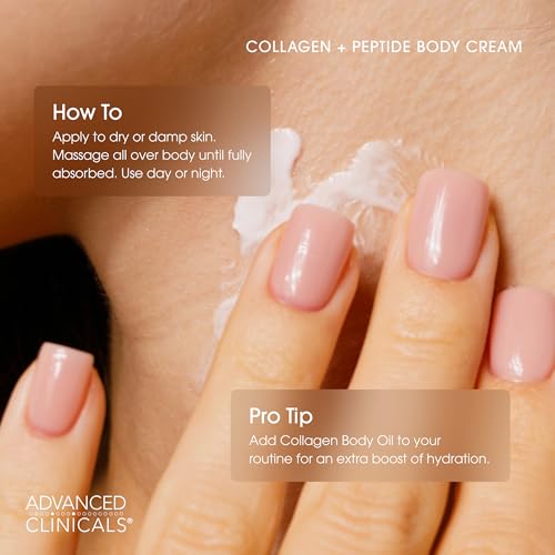 Advanced Clinicals Collagen + Peptides Firming Body Cream + Multi-Peptide Hydrating Face Serum Set