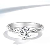 RKWEI Ringe Für Weißgold Simulation Diamantring Weiblich EIN Karat Sechs Zinken Ehering Diamantring @ 7