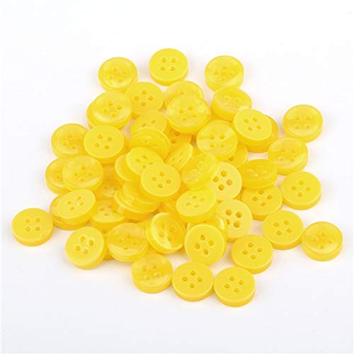CRAFTS HAVELI Yellow Resin Buttons – 4-Hole Shirt Buttons for Sewing and Tailoring – 50 Pieces for Clothes, Dresses, DIY Crafts and Repairs