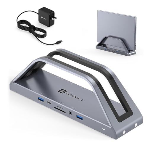 TobenONE USB C Docking Station Dual 4K Monitor for MacBook M1/M2/M3/Windows, Triple Display Laptop Docking Station Stand, Universal USB C Dock with Dual 4K HDMI, Power Adapter, VGA, 6 USB, RJ45, SD